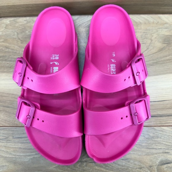 Birkenstock Shoes - Birkenstock Arizona Eva Hot Pink Sandals Womens 7 N EU 38 Rubber Slides Slip On